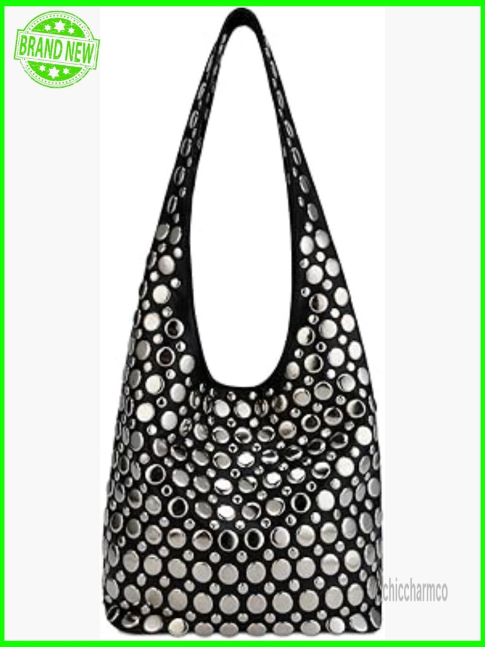 Studded Punk Hobo Shoulder Bag Pu Leather Y2k Tote Handbag